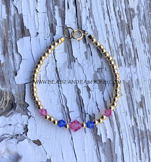 14k gold October & September bracelet kids
