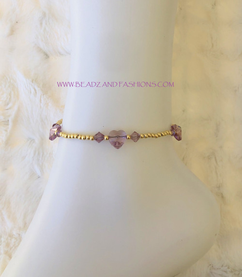 14k gold JUNE heart Anklet #2