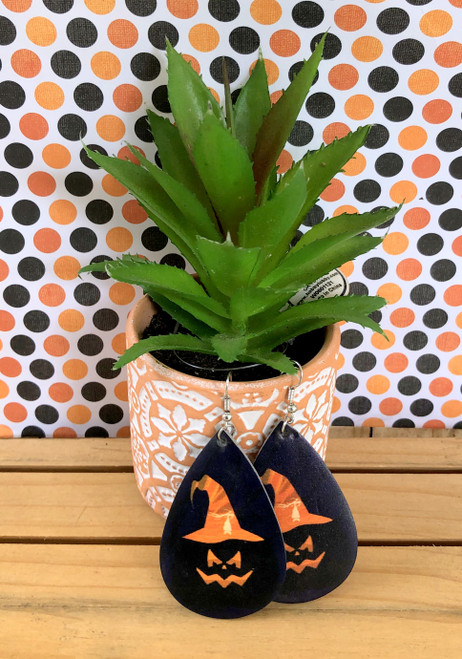 Halloween witch Leather earrings #8