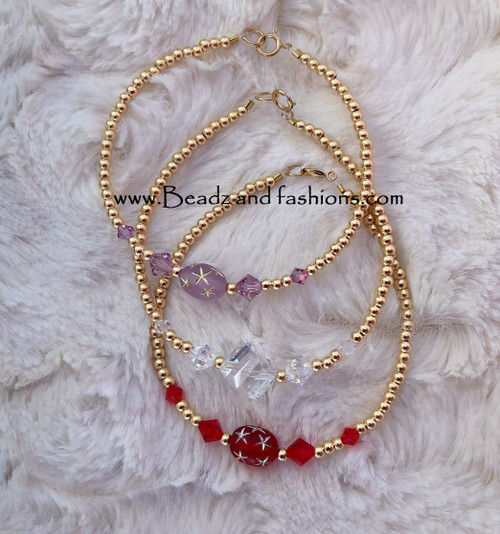 14k gold 3pc stack MIX set bracelet #4