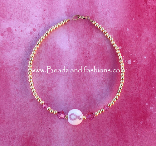 14k gold Breast Cancer bracelet #5