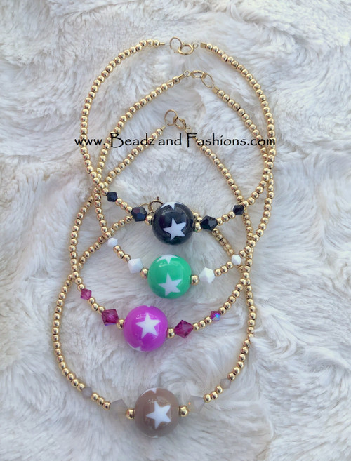 14k gold ANY COLOR star bracelet
