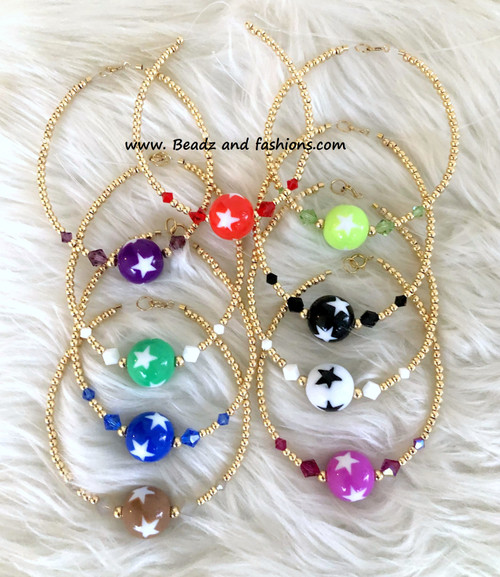 14k gold ANY COLOR star bracelet