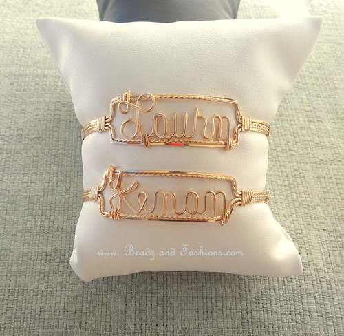 14k gold filled Wire Name Bangles.