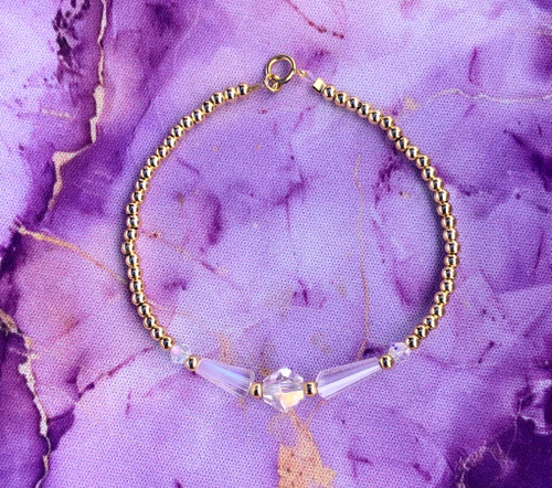 14k gold CLEAR teardrop bracelet #1
