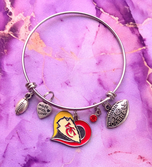 CHIEFS heart charm expandable silver bracelet #1