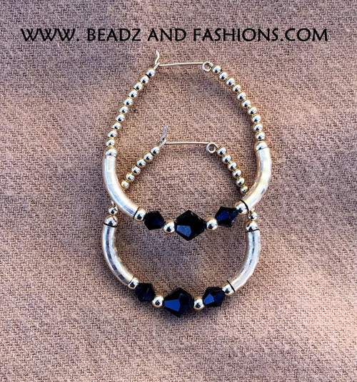 14k gold BLACK XL bangle hoop earrings #2