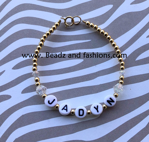 14k gold CLEAR Name bracelet kids #2