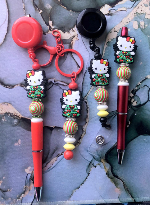 4PC HK XMAS BADGE PEN KEYCHAIN SET #1