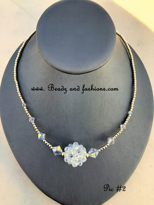 14k gold clear cluster necklace