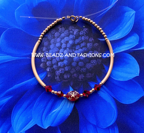 14k gold JANUARY oval stardust skinny bangle #1