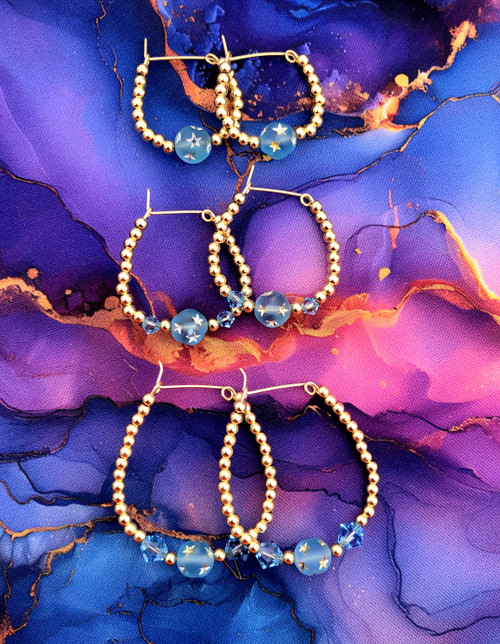 14k gold ANY SIZE March stardust earrings