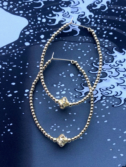 14k  All Gold 2XL Nugget earrings #1
