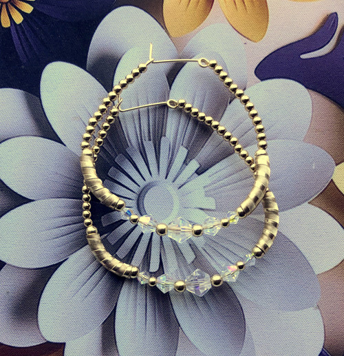 14k gold CLEAR 2XL bangle hoop earrings #2