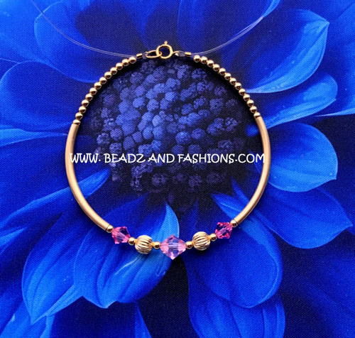 14k gold OCTOBER ball skinny bangle