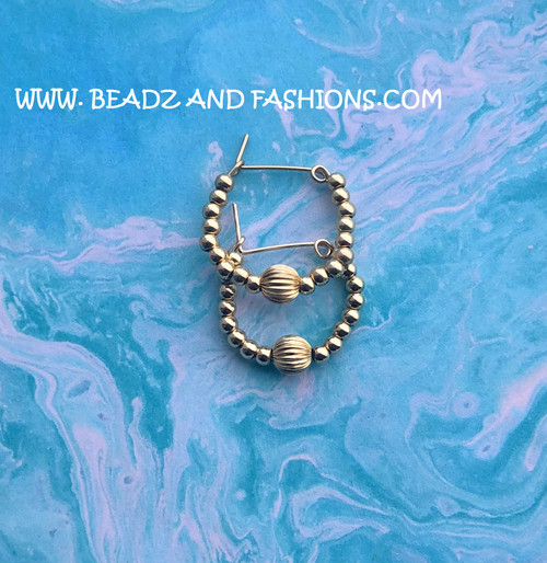 14k All gold XS ball hoop earrings