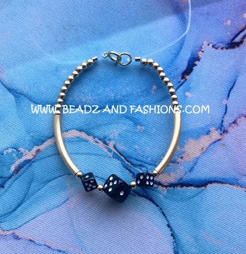 14k gold ANY COLOR Dice skinny bangle kids #1