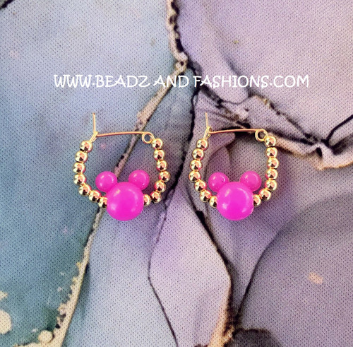 14k gold XS FUCHSIA  mouse earrings