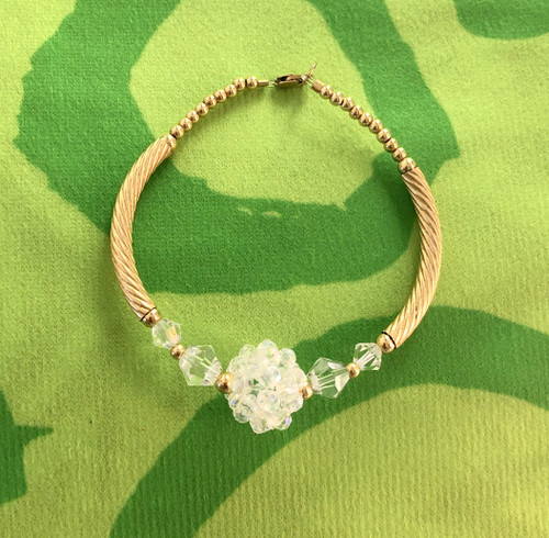 14k gold clear cluster medium bangle #1