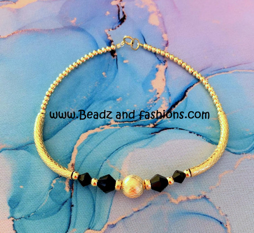 14k gold Black precision bangle