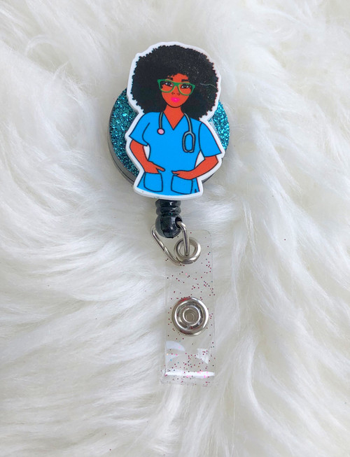 Black Nurse CNA planar badge reel