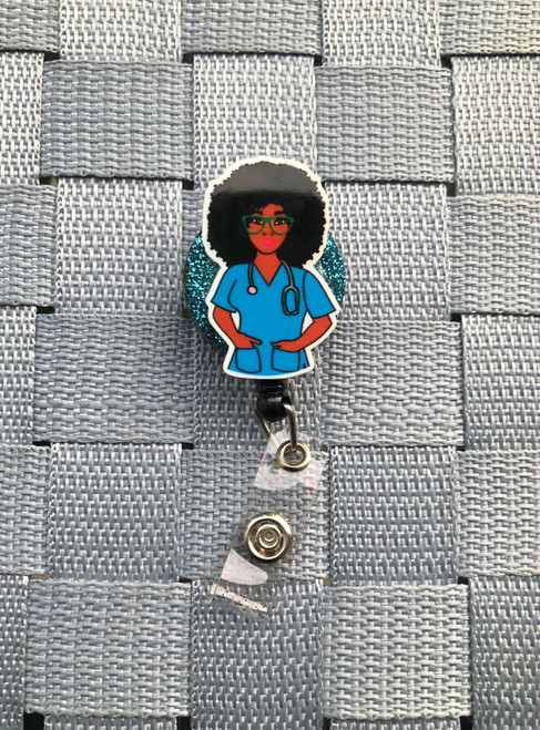 Black Nurse CNA planar badge reel