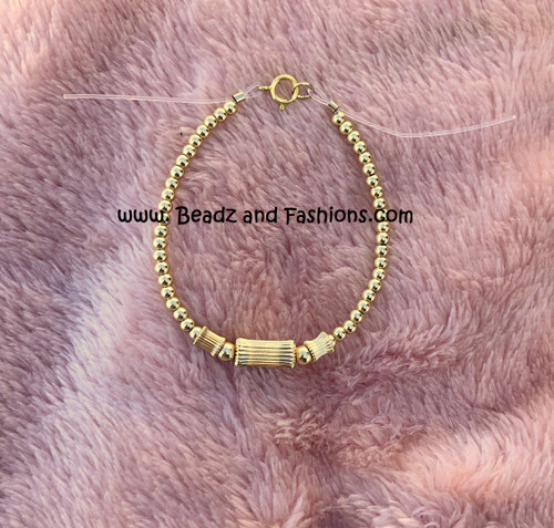 14k All gold tunnel bracelet kids #2