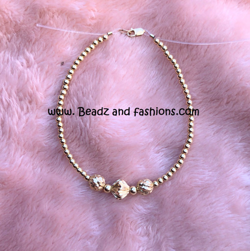 14k All gold shell & pineapple bracelet