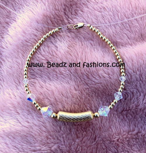 14k gold Clear designer tube bracelet #2