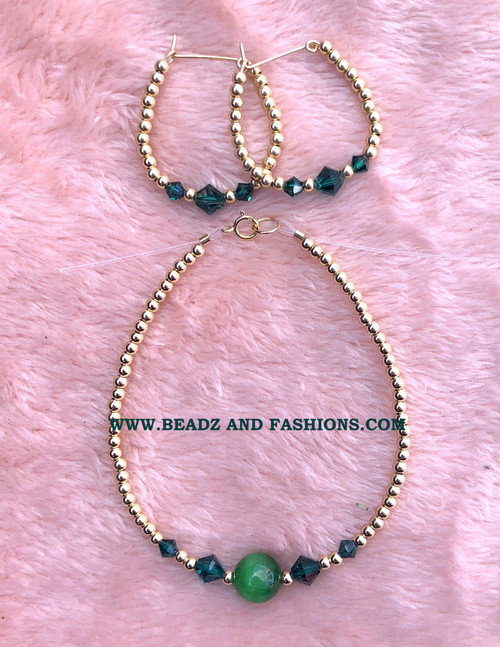 14k gold 2pc May cat eye bracelet set