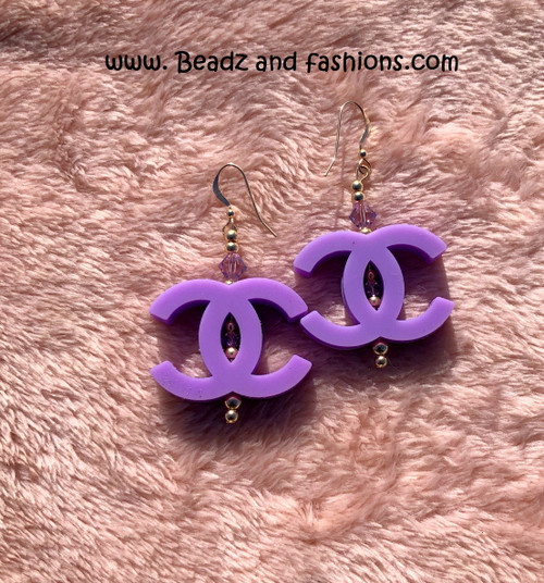 14k Gold Purple dangle earrings