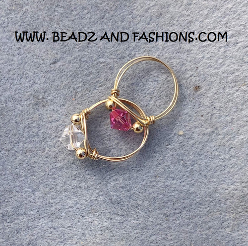 14k gold ANY COLOR crystal ring #4