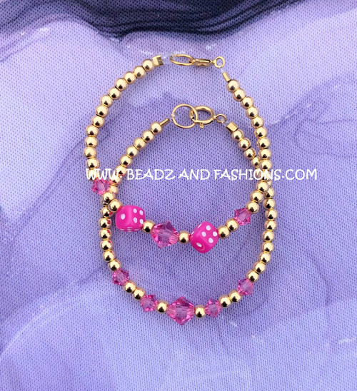 14k gold 2PC Pink bracelets kids #2