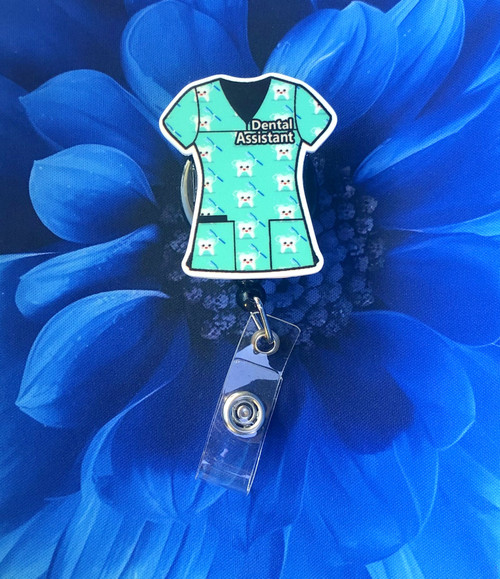 Dentist  scrub top planar badge reel