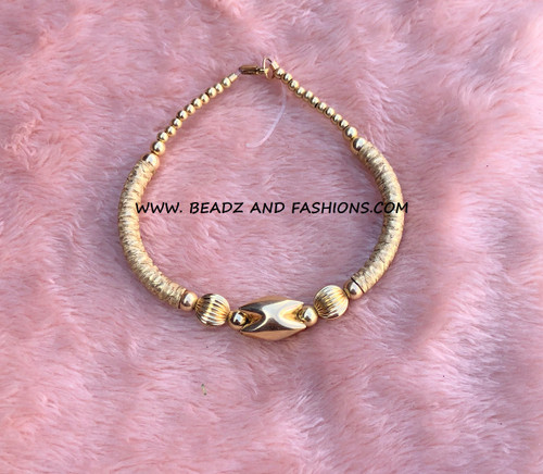 14k All Gold shark tooth & Ball thick bangle #1