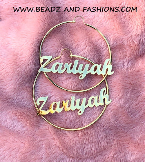 14k gold filled Name Hoop Earrings #3