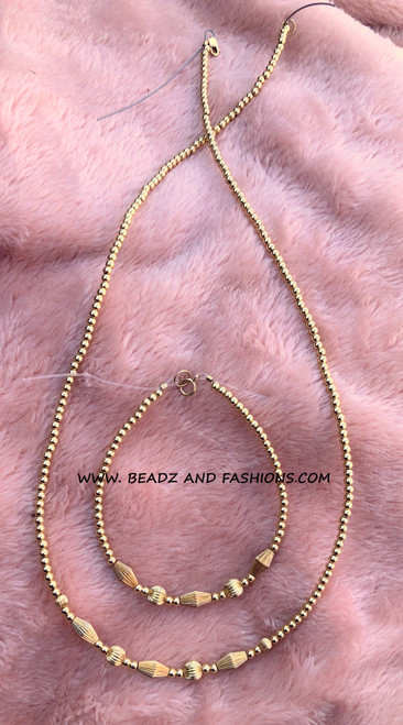 14k All Gold 2pc Torpedo & Ball set #1b