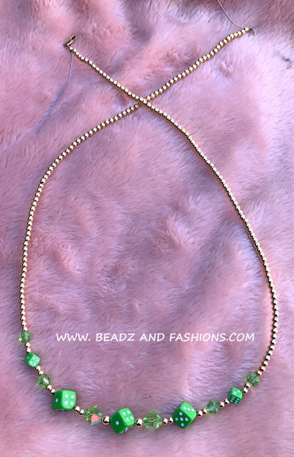 14k gold Lime green dice necklace #3
