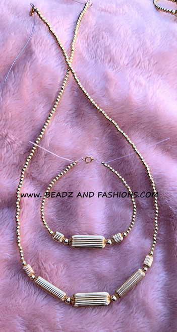 14kt All Gold 2pc Corrugated tube set #2B