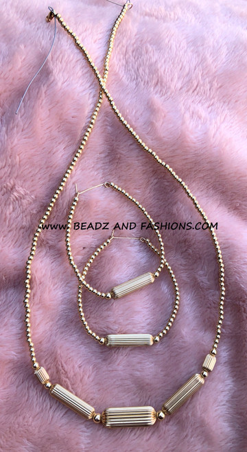 14kt All Gold 2pc Corrugated Tube  set #2E