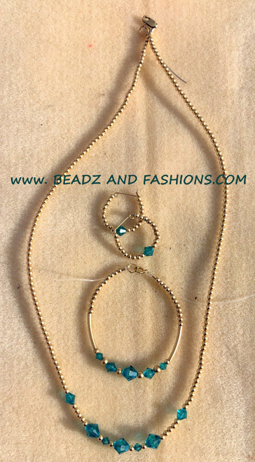 14k Gold 3pc ANY COLOR crystal set #3
