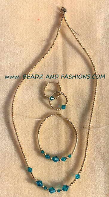 14k Gold 3pc December crystal set #3