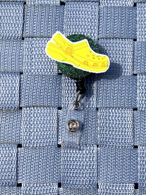 Croc yellow planar badge reel