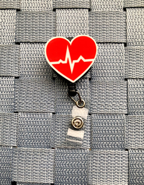 Red Heart EKG  planar badge reel