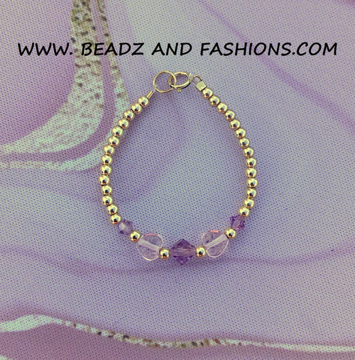 14k gold June heart bracelet kids #2