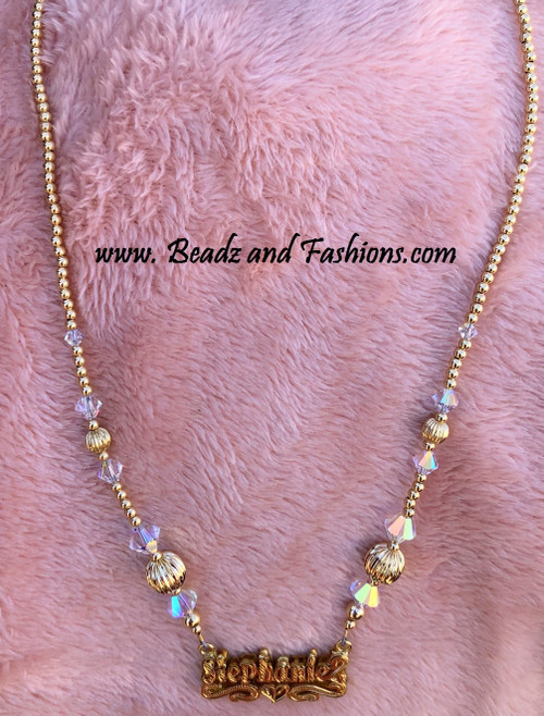 14k gold ANY COLOR BALL nameplate #1