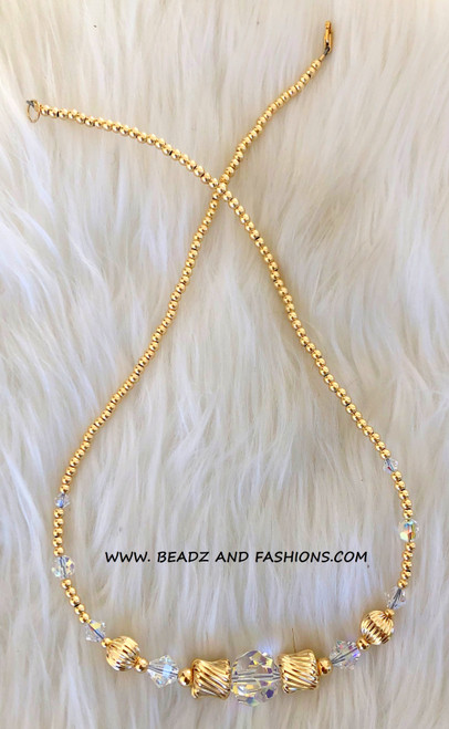 14k gold ROUND CRYSTALS XL tunnel necklace #1