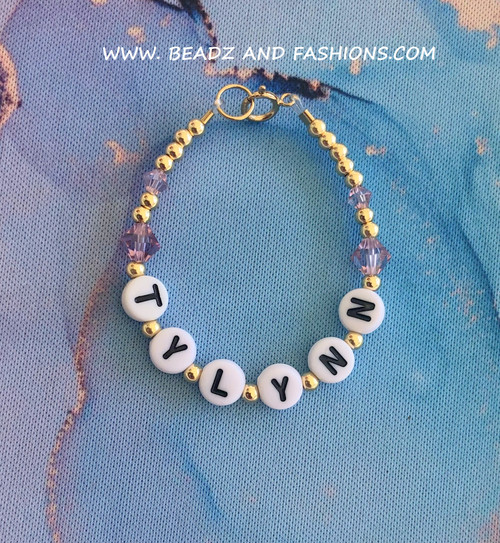14k gold June Name bracelet kids. #2