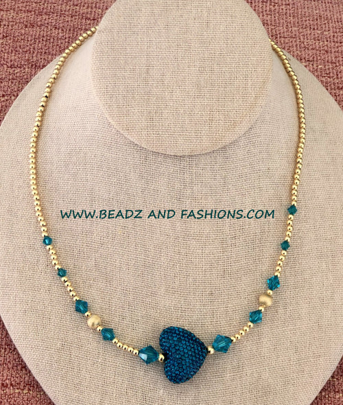 14k gold DECEMBER pave XL heart necklace #2