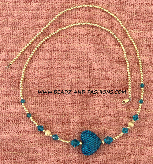 14k gold ANY COLOR pave XL heart necklace #2